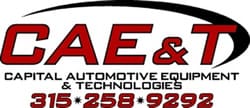 A red and white logo for automotive equipment technologies.