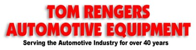 A red and white logo for ram renegade automotive equipment.