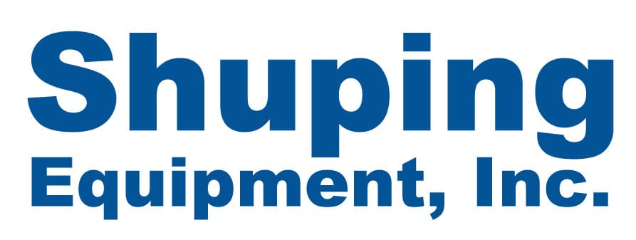 A blue and white logo for nauplio equipment, inc.