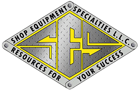 A silver and yellow logo for the top equipment specialties.